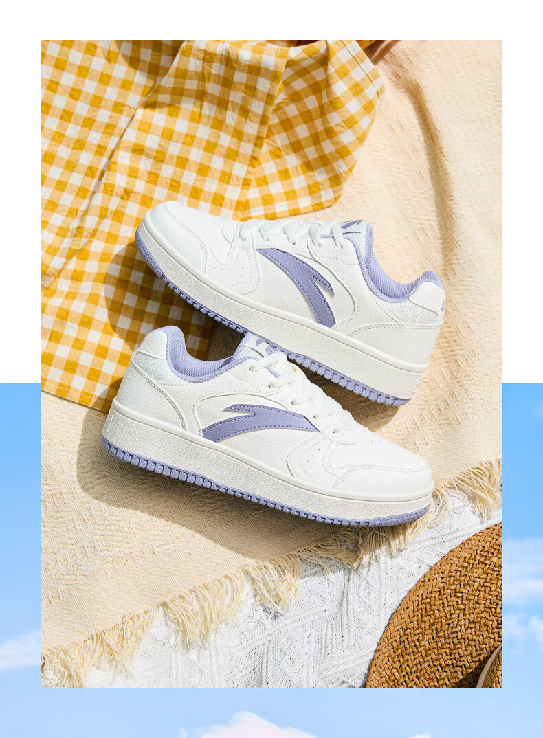 ANTA Yuan Nian 2.0 | Women's Thick-Soled Sneakers, Student White Shoes, Retro Trendy Height-Increasing Sports Shoes for Couples, Casual Shoes 25