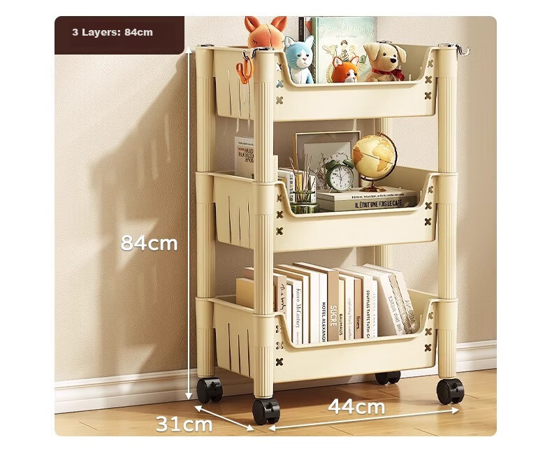 Quanpinwu Movable Bookshelf Storage Rack, Floor-Standing Bookcase, Bag Organizer Shelf, Storage Rack, Snack Shelf, Small Cart, Small Bookshelf 14