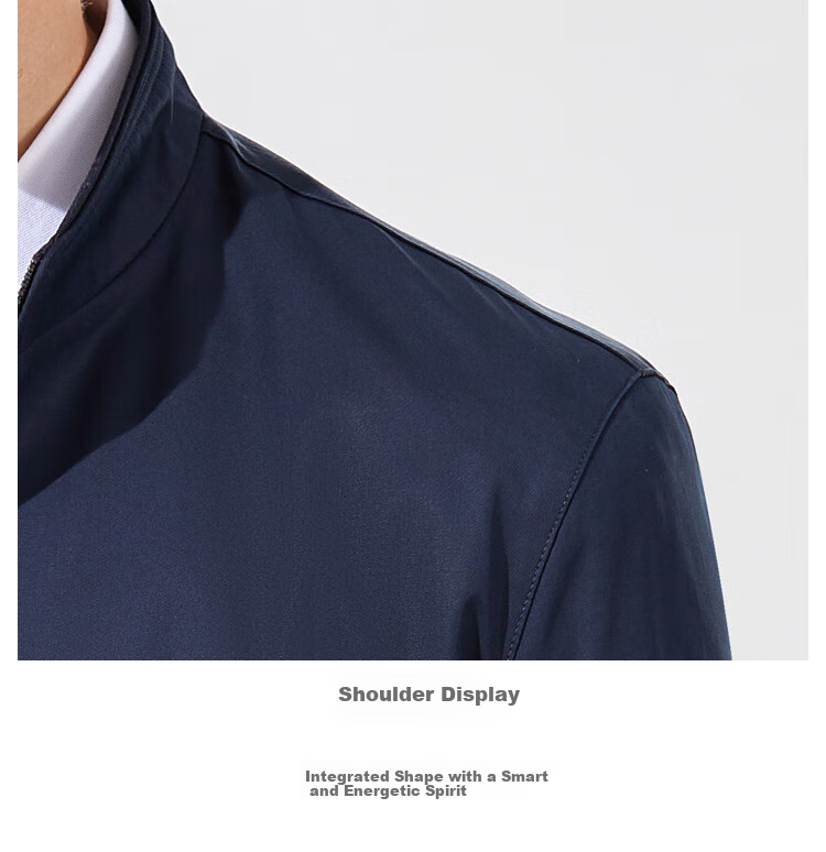Andongniao [100% Cotton] Men's Spring And Autumn Business Jacket, Casual Versatile Jacket, Lightweight Coat, Simple Stand-Up Collar, Business Style 3