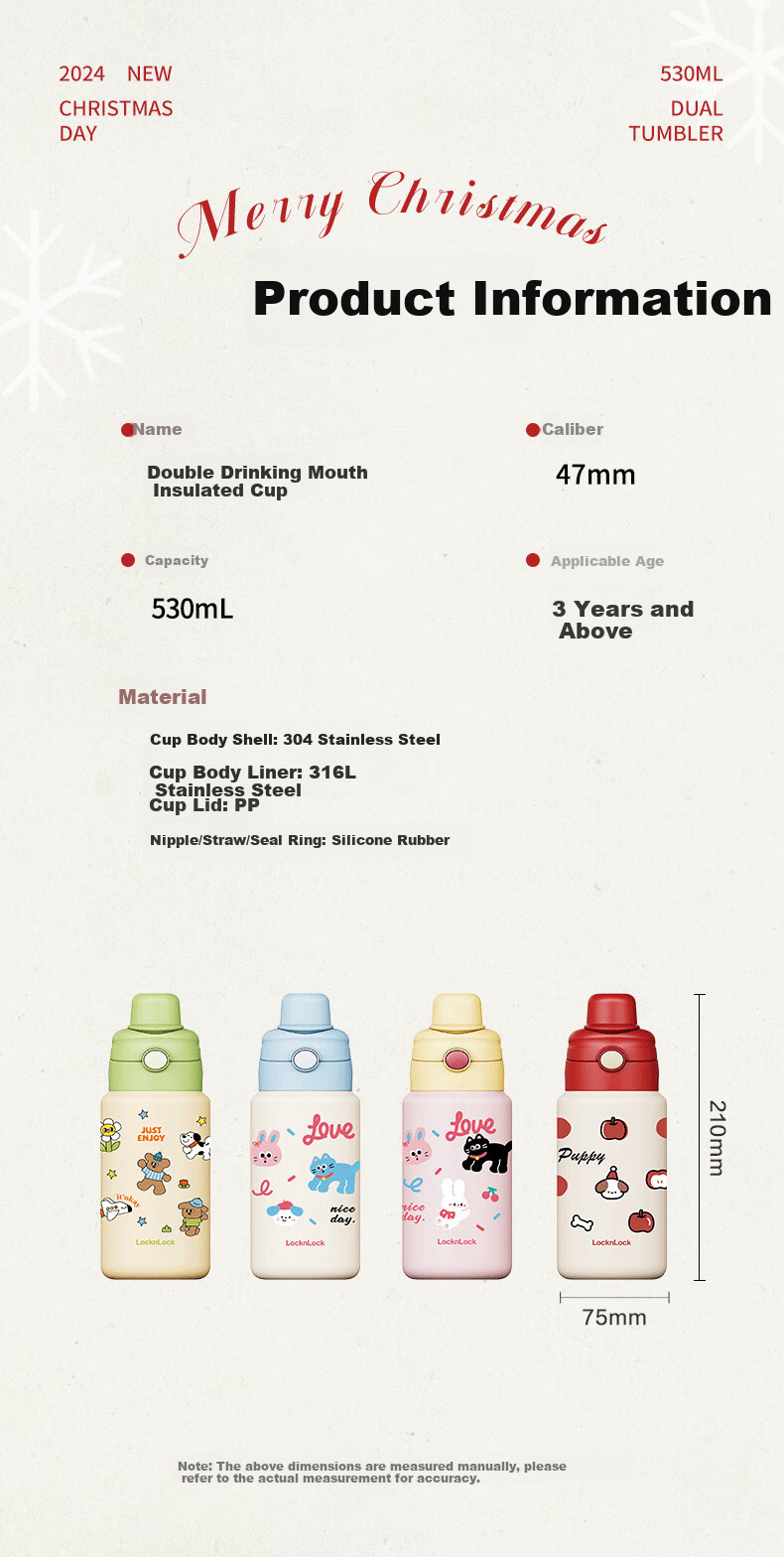 LOCK&LOCK Children's Insulated Cup for Ages 6-12, Primary School Students' Water Bottle with Straw for Boys, Direct Drinking Water Bottle 7