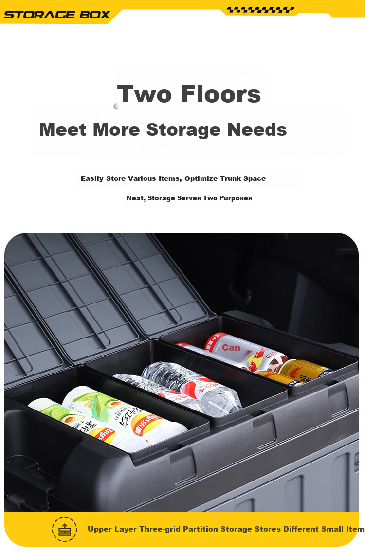 YUECAR Trunk Storage Box, Car Organizer, Foldable Side-Opening Door Model, 85L, Silver 3