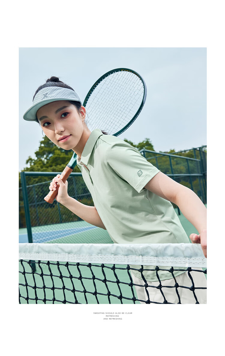XTEP Women's Quick-Dry Short Sleeve Polo Shirt Summer Training Badminton Yoga Sports Top with Set-In Shoulder and Turn-Down Collar 11