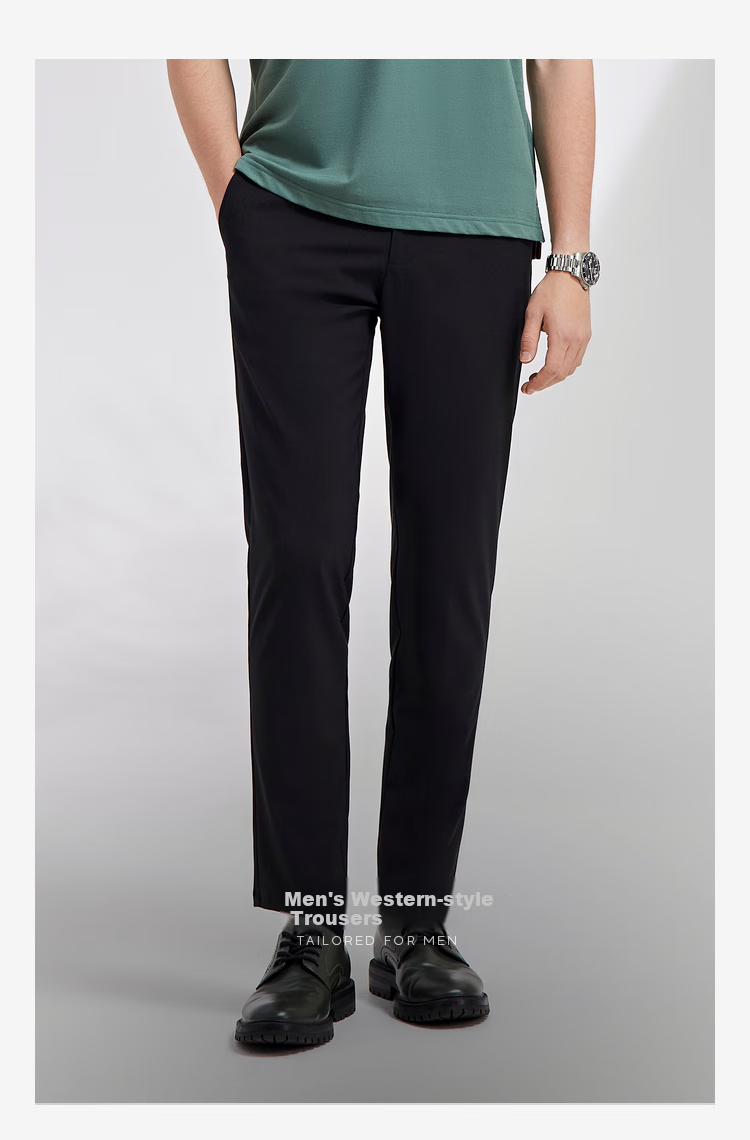 YOUNGOR Men's Dress Pants, Spring And Summer, Young Business Casual Trousers, VCHX310105AWY, Black, 170/78A 2