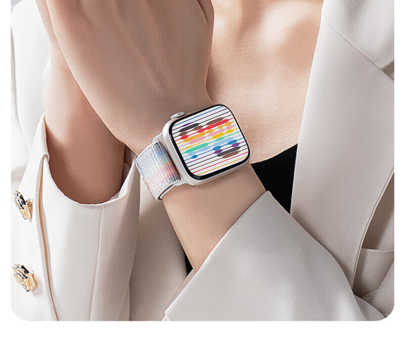 Watchbond Nylon Loop Bracelet for Apple Watch Series 12, Compatible with IWatch S11/S10/S9/8/7/6/SE3, Women's Woven Smart Sports Strap 19