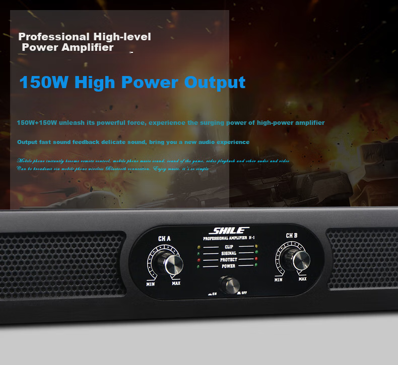 SHILE Pure Amplifier for Conference Rooms And Lecture Halls, Stage Events, KTV Karaoke Amplifier, Two-Channel 150W High-Power Amplifier H-1 3