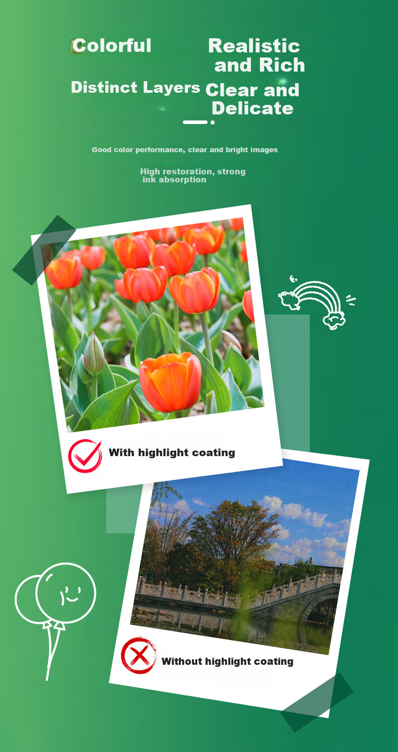TANGO Photo Paper, 180g High Gloss Inkjet Printing Paper, 4R/6 Inch Art Portfolio, Professional Photo Paper, 50 Sheets/pack, New Green, TANGO Crystal Series 5