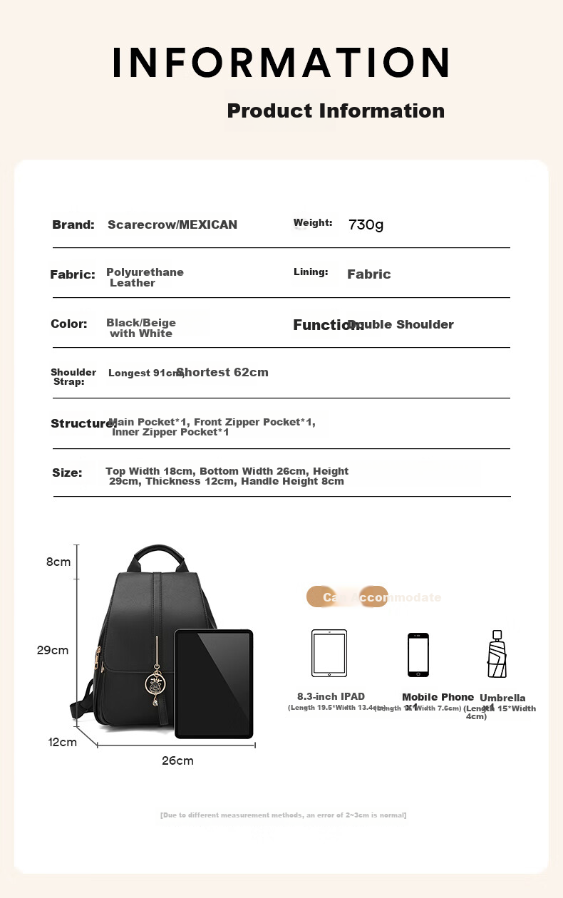 MEXICAN Women's Backpack, 2026 Korean Style Light Luxury Travel Bag, Schoolbag, Valentine's Day Gift for Wife Or Girlfriend 9