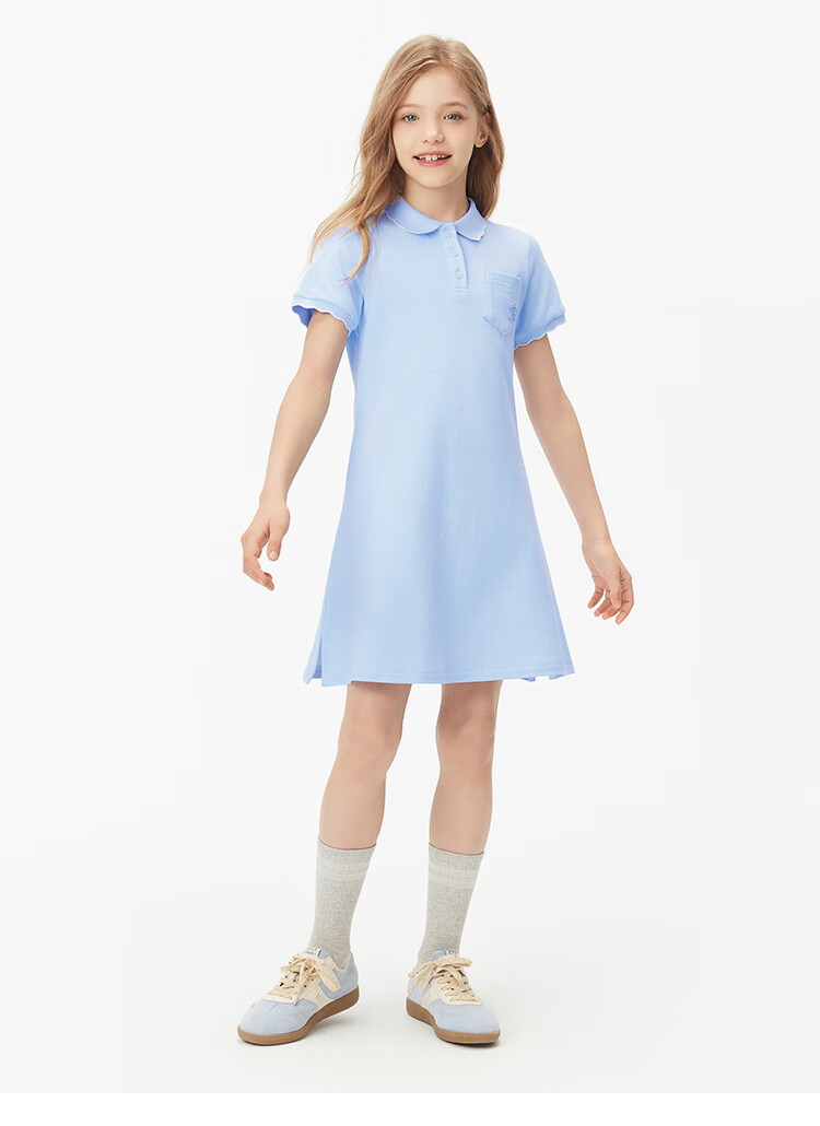 Navigare Girls' Dress, Children's Summer Thin Cool Sports Polo Dress, Casual Moment, Cherry Blossom Pink, Size 140 10