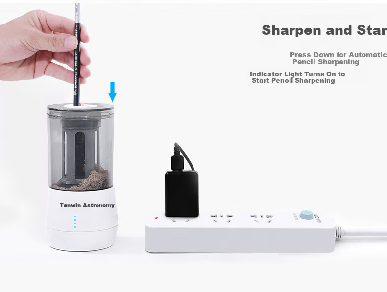 TEN-WIN Automatic Electric Pencil Sharpener for Sketching, Art Students' Carbon Pen Sharpener, Study Stationery Pencil Sharpener MS5301-6 12