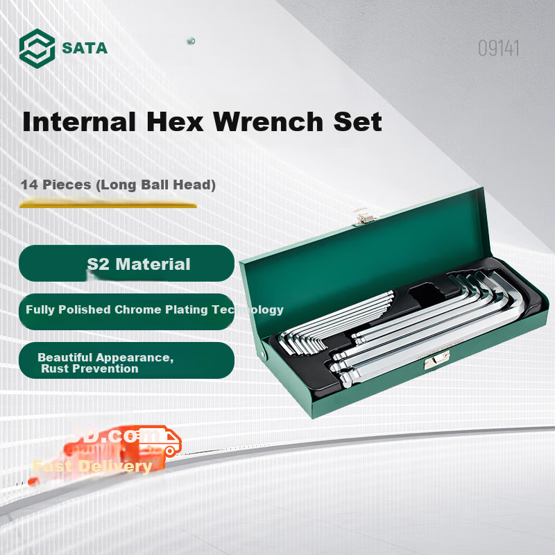 SATA 14-Piece Extended Ball-End Hex Key Set, 1.5-17mm, 09141