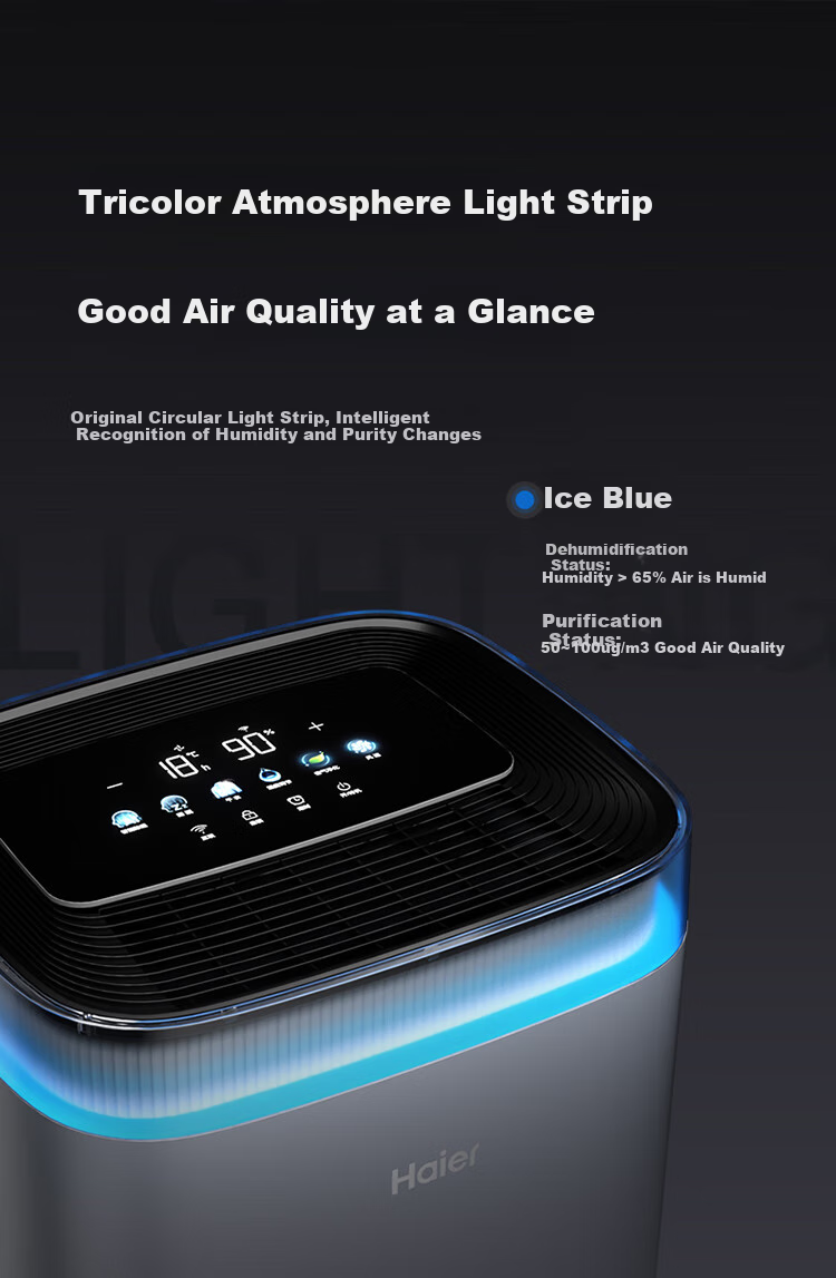 Haier Smart Dual-Frequency Dehumidifier [Xiaohonghua Set] Dual-Frequency Energy-Saving Low-Noise + Air Purification Moisture Absorption Clothes Drying Dehumidifying And Purification All-In Hu Nan Tian CF60-BJ1U1 10