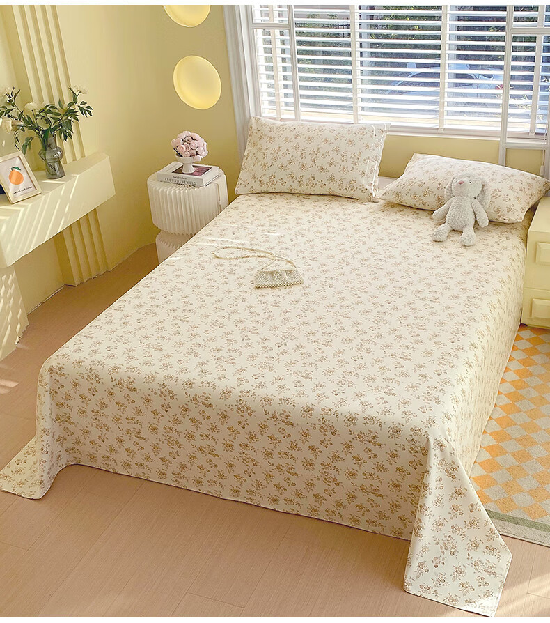 Hodo A-Type Pure Cotton Coarse Linen Bed Sheet, Single Piece, 100% Cotton Bed Cover, Thickened, for Single Or Double Bed, 230*245cm, Playful Desig 4