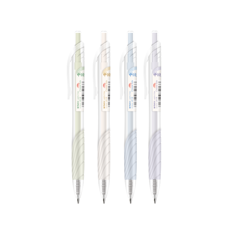 M&G Jade Green Retractable Quick-Dry 0.5mm Black Gel Pen Transparent Barrel Soft Rubber Grip Student Exam Writing 4pcs/Box ST Tip AGPV7704A-ZZ