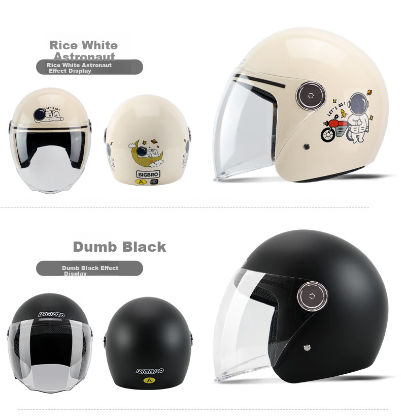 BIGBRO KY163 3C Motorcycle Helmet, Winter Warmth, for Men And Women, Electric Scooter All-Season Half Helmet, Matte Black, One Size Fits All 5