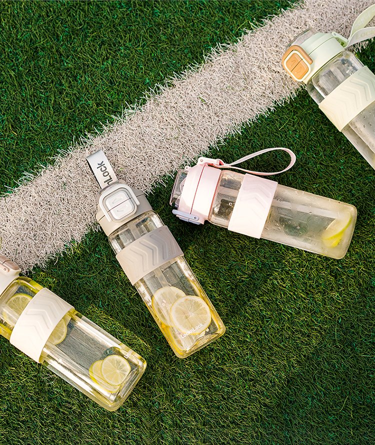 LOCK&LOCK Summer Dual-Drinking Plastic Sports Water Bottle with Straw And Handle, Outdoor Portable Water Jug for Men And Women, Beige, 1L 4
