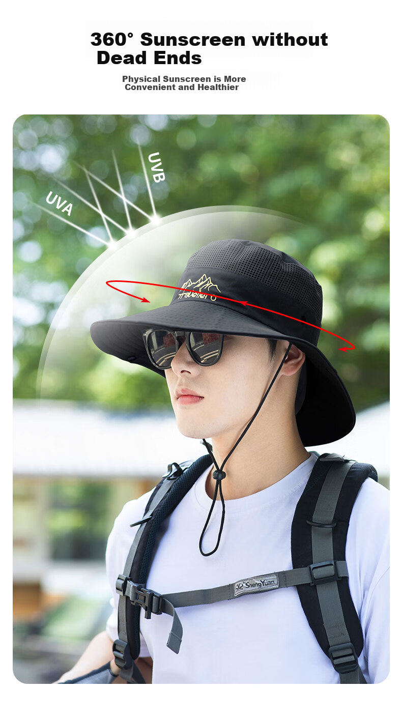 CARTELO Sun Hat for Men, Wide Brim Sun Protection Hat, Summer Outdoor Sun Hat, Breathable Foldable Fishing Hiking Fisherman Hat 4