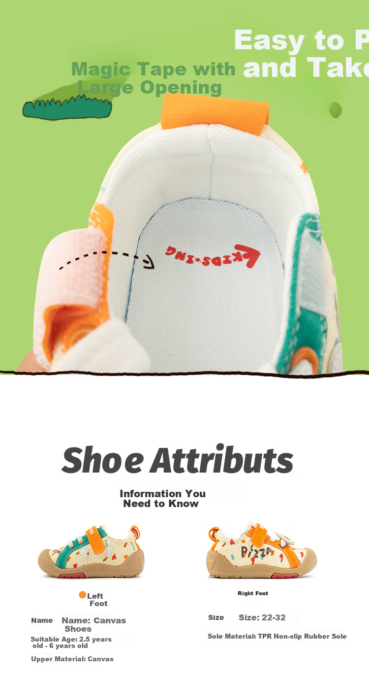 Kids.ing Cadixing Children's Canvas Shoes, Spring Season Boys And Girls Toddler Baby Soft-Soled Fabric Shoes Sneakers, Beige Orange, Size 28 6