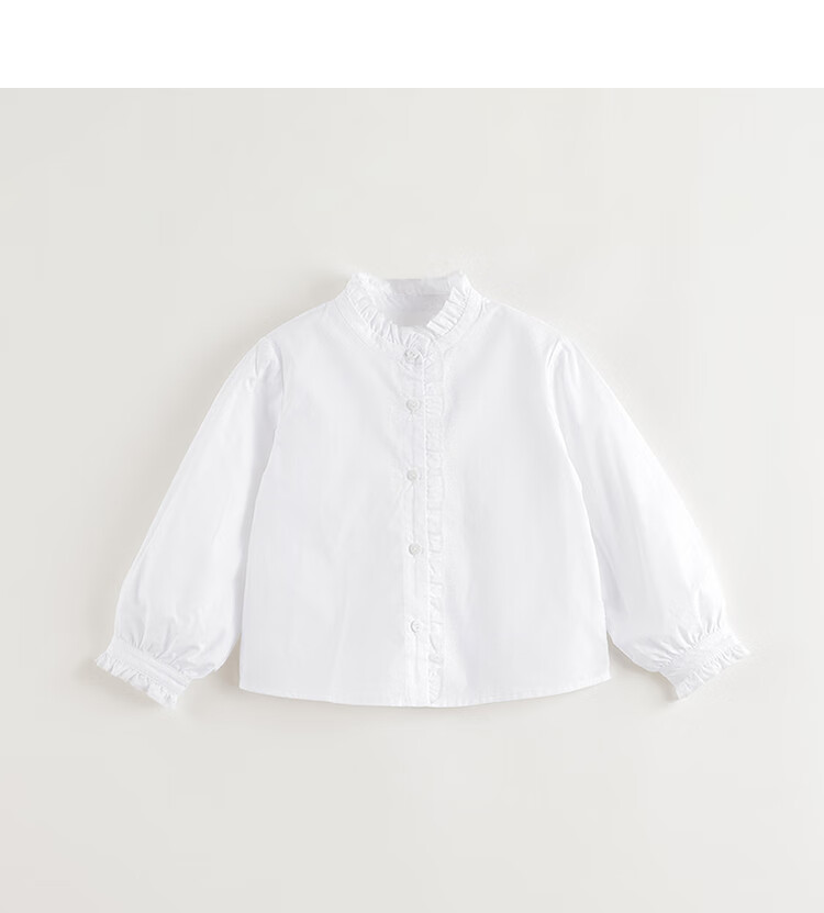 MARC&JANIE Girls' Vintage Lace Stand-Collar Denim Shirt, Children's Blouse, Spring 2025 Collection, 250171 2