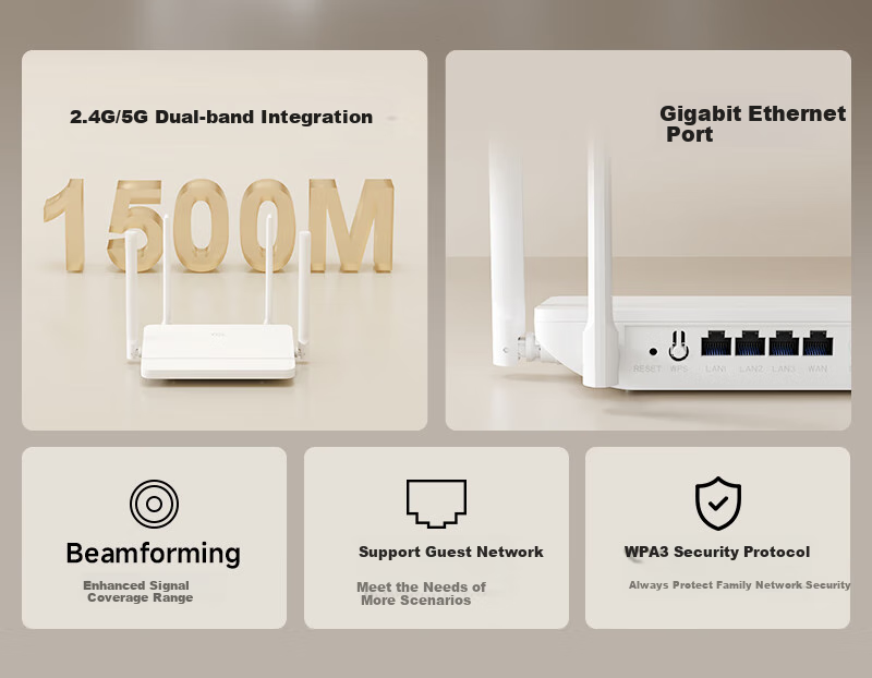 TCL [Gigabit Broadband's Top Choice] AX1500 Wireless WiFi 6 Router, Home 5G Dual-Band High-Speed WIFI Router, Whole-House Network Coverage, Intelligent Wall-Penetrating Signal Enhancement 2