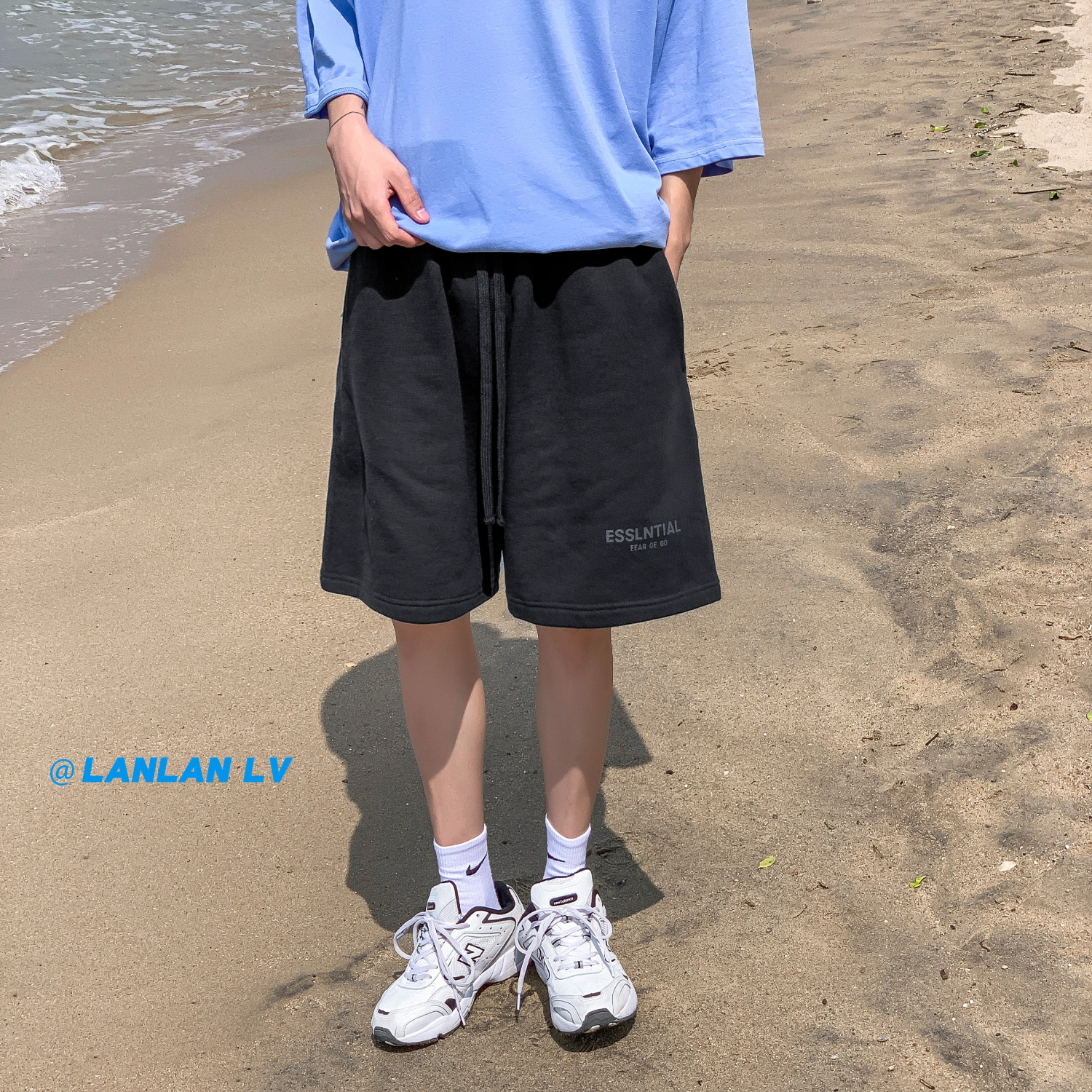 IZEXX Casual Shorts for Men, Summer Lightweight American High Street Style Loose Fit Sports Beach Shorts Versatile IZ67 Black 2XL
