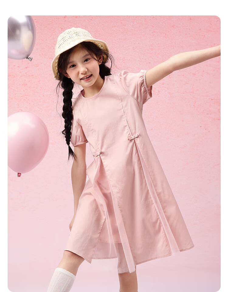 BALABALA Girls' Dress Children's Summer Dress for Older Kids with Bow Tie Sweet And Fashionable 7