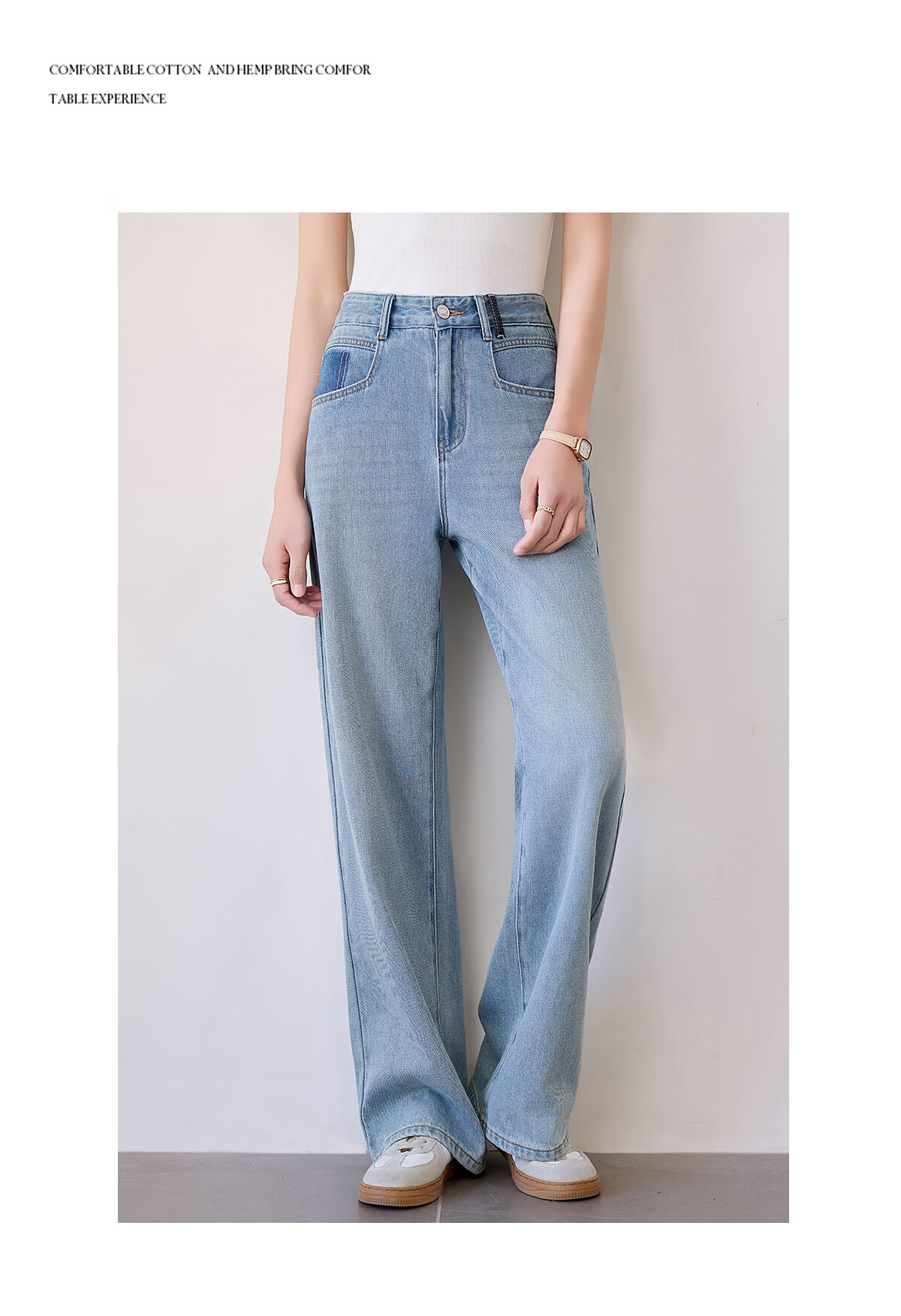 Chushen Spring Autumn Women's Classic Vintage High Waist Straight Loose Slim Casual Denim Jeans S51N057 22