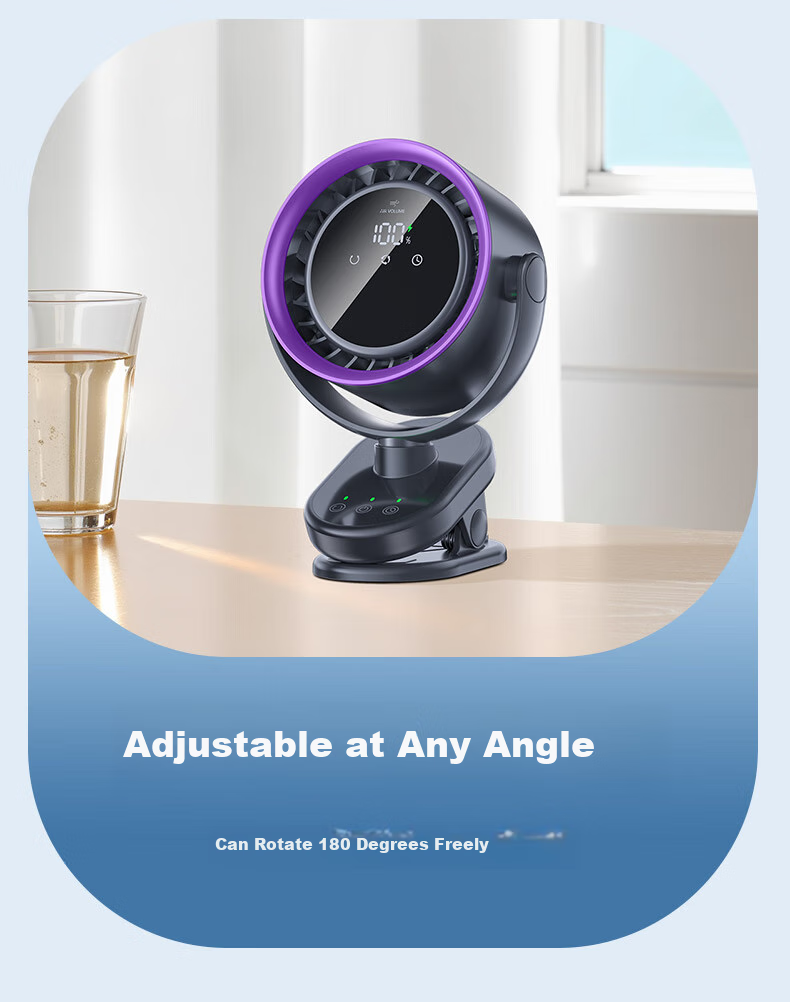 CRENOV [9-Blade Oscillating Fan] Desktop Mini Fan, Quiet Office Fan, Oscillating Dorm Bed Fan, USB Electric Fan for Cooling, Clip-On Wall-Mounted Fan, Small Kitchen Fan, Bedside Rechargeable Desktop Fa 34