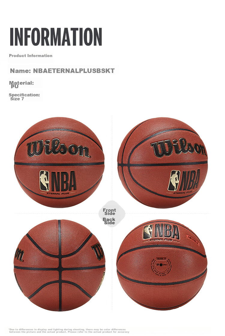 Wilson NBA Series Black Color ETERNAL PLUS Moisture-Absorbing Non-Slip Indoor And Outdoor Adult Size 7 Basketball 6