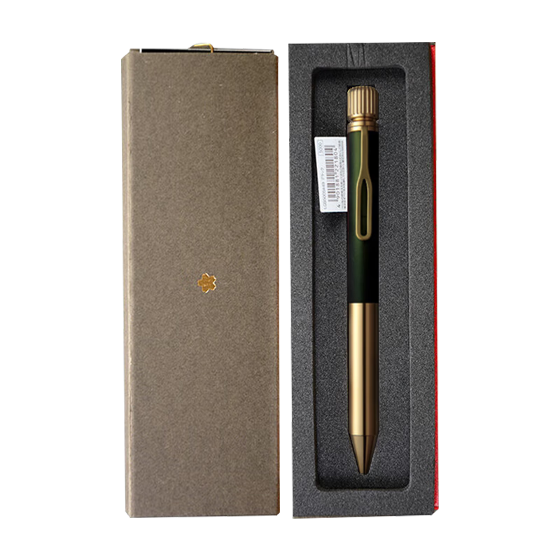 SAKURA [Gift] Business Stationery Award Ballpoint Pen, College Entrance Exam Teacher's Appreciation Gift, Vintage Brass Pen, Craft Lab 001 Green-Black Metal Barrel Gift Pen, Practical And Aesthetically Pleasing