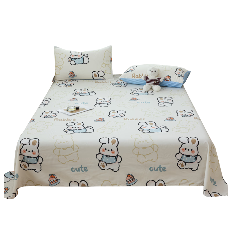 KING SHORE Pure Cotton Bed Sheet, 100% Xinjiang Cotton, Class A 7A Antibacterial Bedding, Dormitory Student Single Size 160*230cm, Rebeca