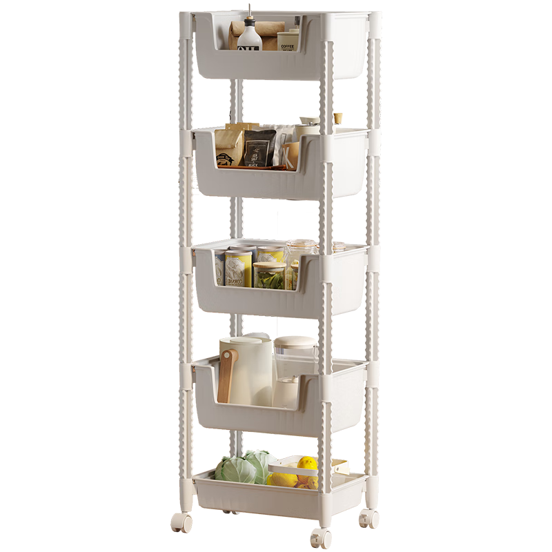 QIAONAMEI Kitchen Storage Rack, Floor-Standing Vegetable Rack, Small Cart for Snacks And Fruits, Bookshelf, QNM1240-5