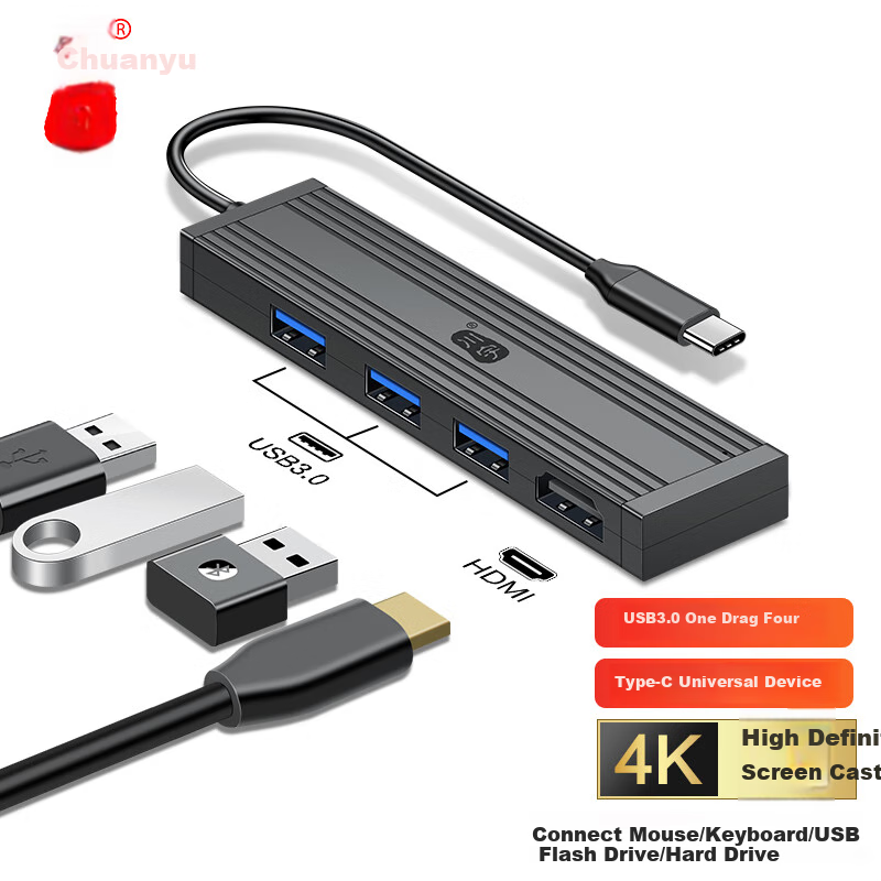 Универсальный Type-C хаб-адаптер Chuanyu с USB 3.0 и HDMI, совместим с MacBook, Huawei, iPad