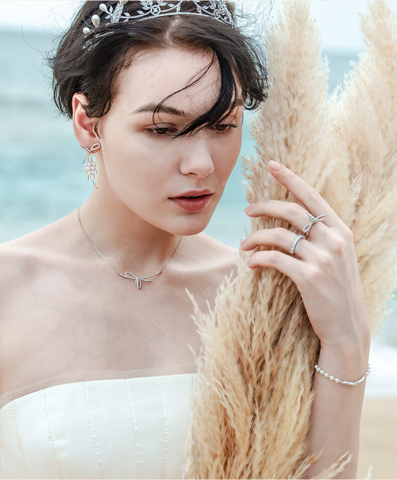 HEFANG Jewelry Silk Ribbon Knot Collarbone Chain Necklace Birthday Gift [520 Valentine's Day Gift] for Girlfriend 1