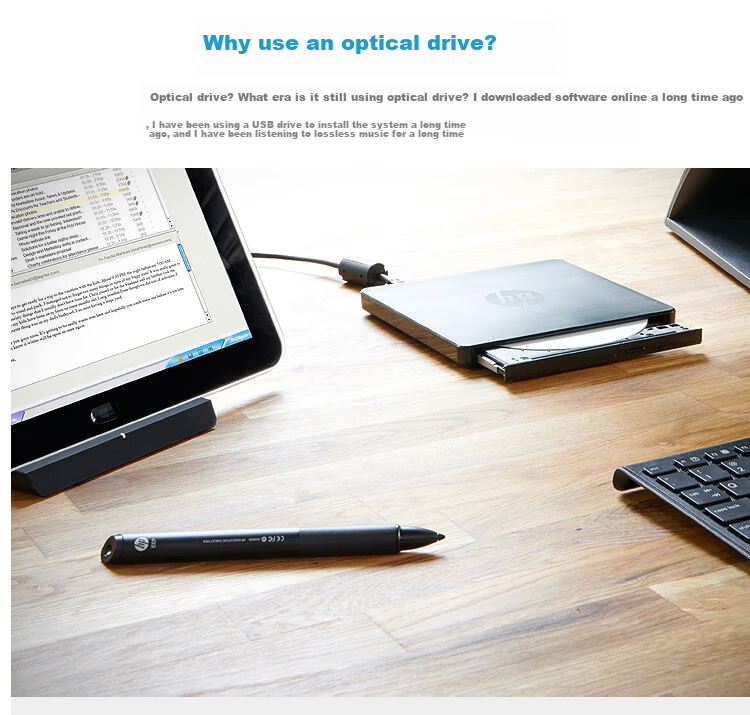 Huipu (HP) External USB Optical Drive, Server Laptop Desktop Ultra-Thin Portable Dedicated External Optical Drive DVD-R/W Burner, Black Model 2