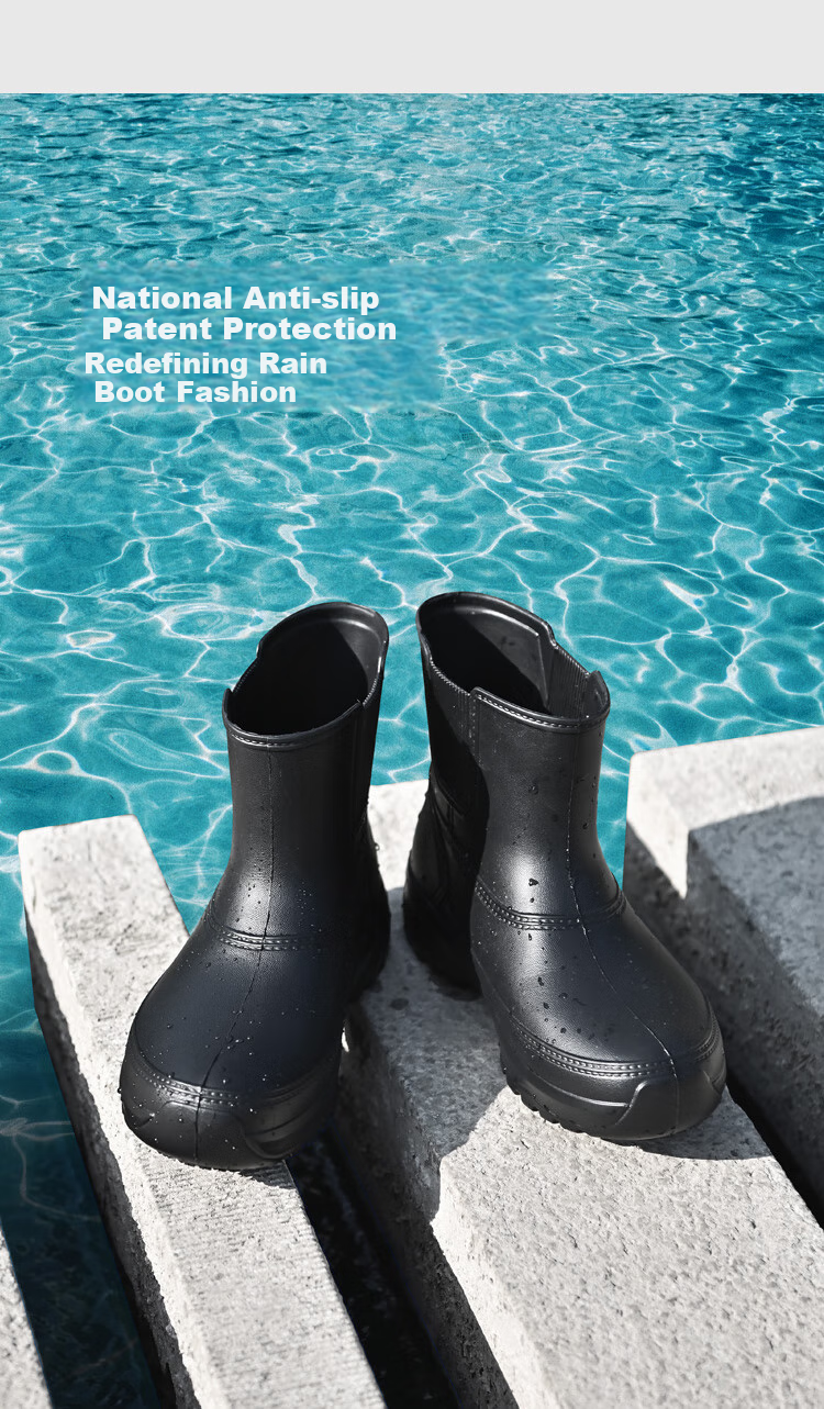 Chudun Non-Slip Shoes, Snow Boots, Rain Boots, Waterproof, Non-Slip, Oil-Resistant, EVA Water Shoes, Work Shoes, Black, Size 39/40 3