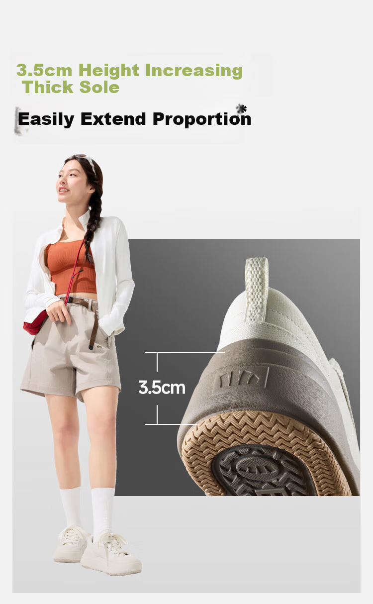 Beneunder Canvas Shoes, Women's Thick-Soled Sneakers, All-Season Cloud Shoes, White Sneakers, Height-Increasing Sandstone Shoes, CW695 15