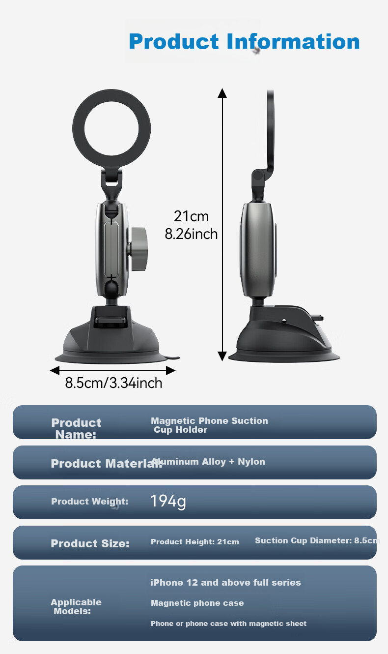 TELESIN (Taixin) MagSafe Magnetic Suction Cup Phone Holder, Car Phone Mount 10