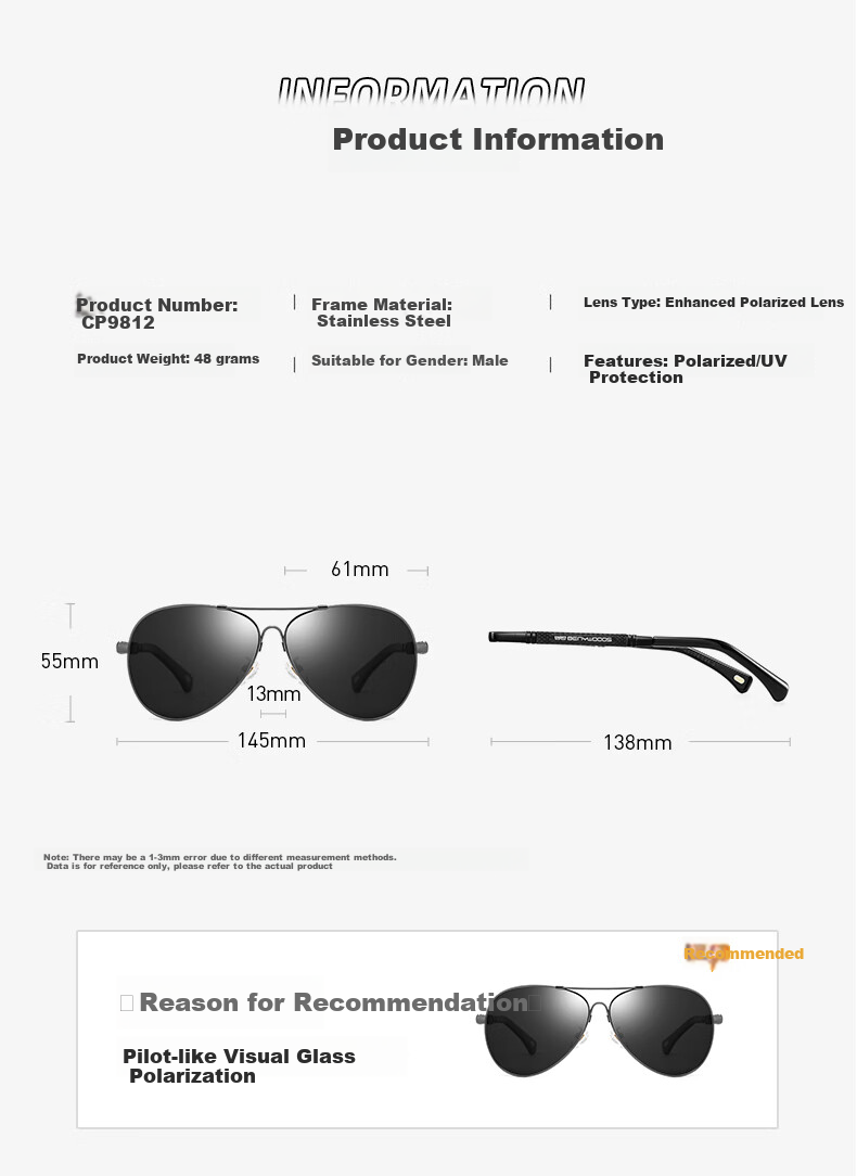 CAPONI High-Definition Polarized Sunglasses for Men, Driving-Specific Sunglasses, UV Protection, Sun Protection Glasses, Aviator Style 8