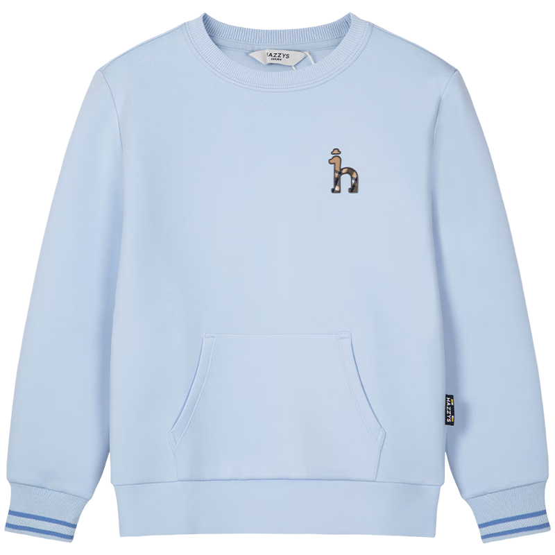 HAZZYS Brand Children's Clothing, Boys' Spring New Style, Elastic Comfortable Classic Round Neck Sweatshirt