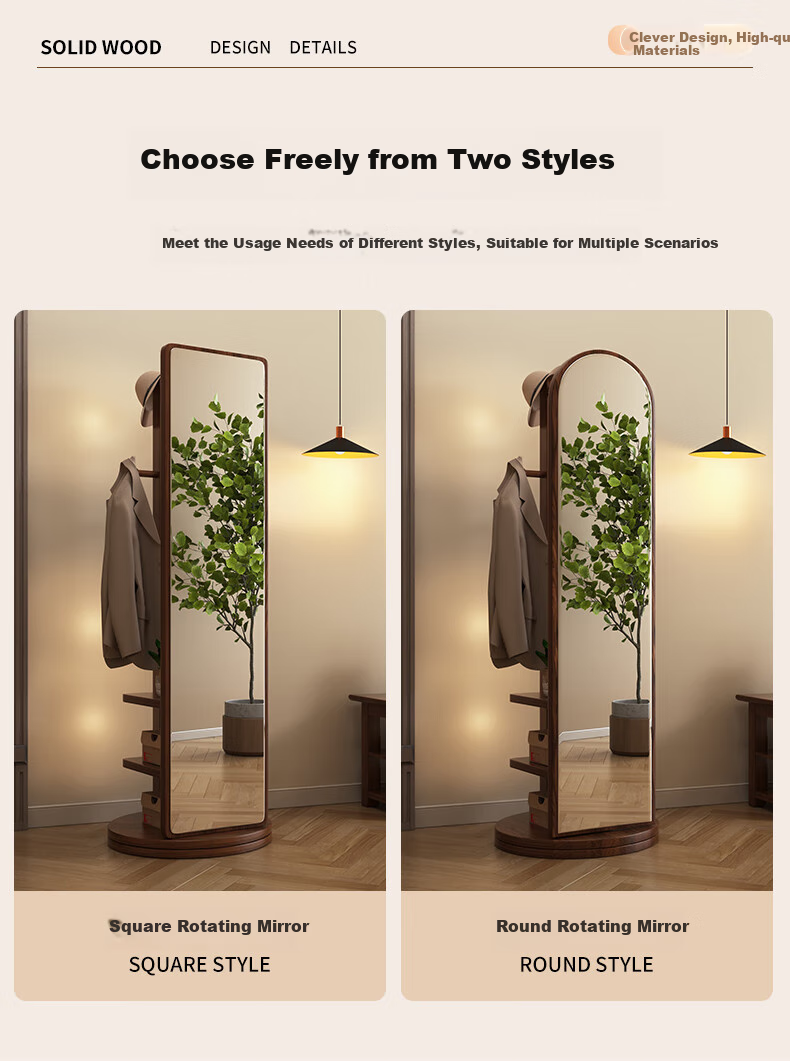 Chibailun Full-Length Mirror, Rotatable Floor Mirror for Home Use, Bedroom Multi-Functional Clothes Rack And Dressing Mirror 13