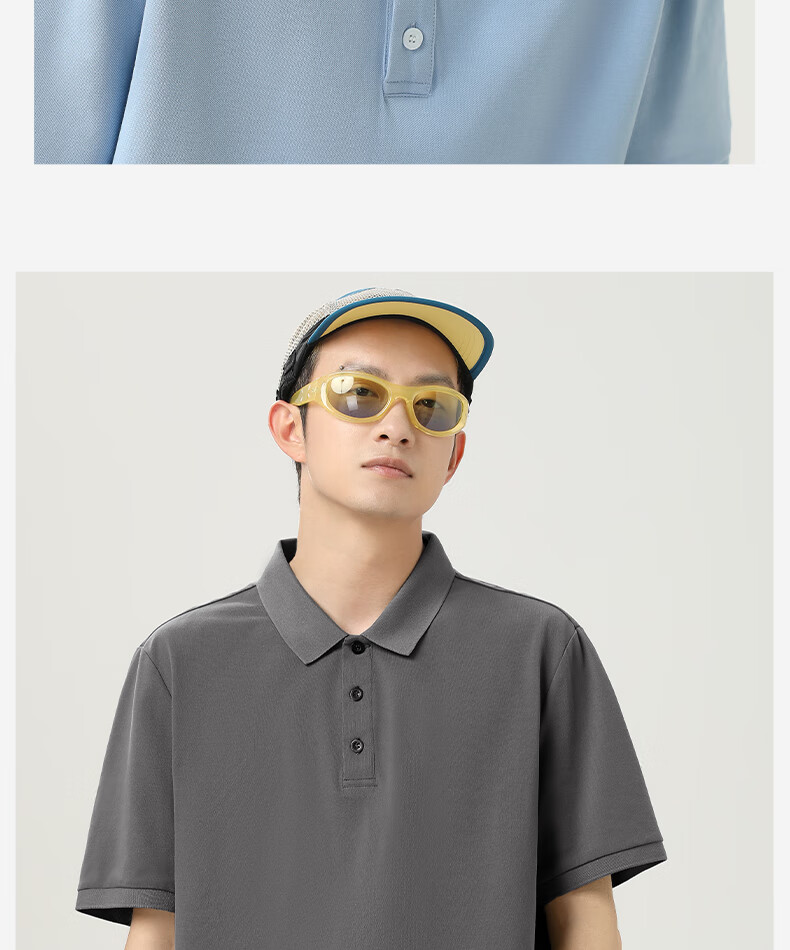 JEEP SPIRIT Polo Shirt for Men, Summer Casual Simple Versatile Short-Sleeve Collared T-Shirt Top, Khaki, L 15