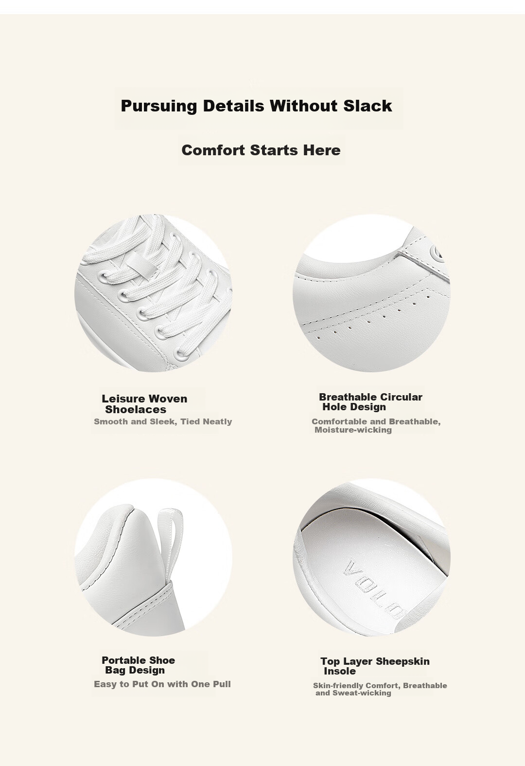 VOLO Rhinoceros Platform Sneakers, Thick-Soled White Shoes for Women, Height-Increasing Versatile Casual White Shoes, White Hollow Design, Size 35 8