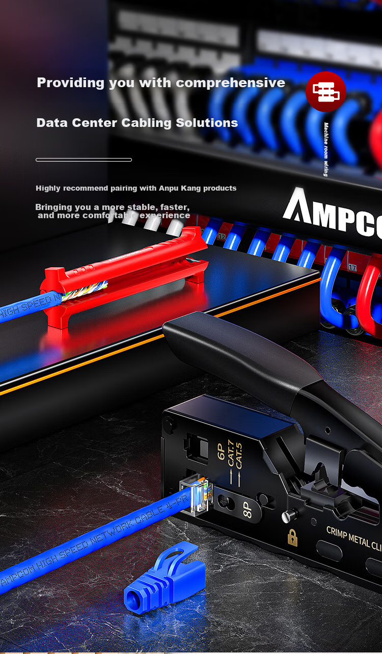 AMPCOM Flagship AMPCOM Category 7 Cable Crimper, Through-Penetrating Swallow-Tail Clip, Cat5e/6/7 Shielded RJ45 Connector Crimping Pliers, 4-In Wire Stripper/cutter/breaker AR728YE 19