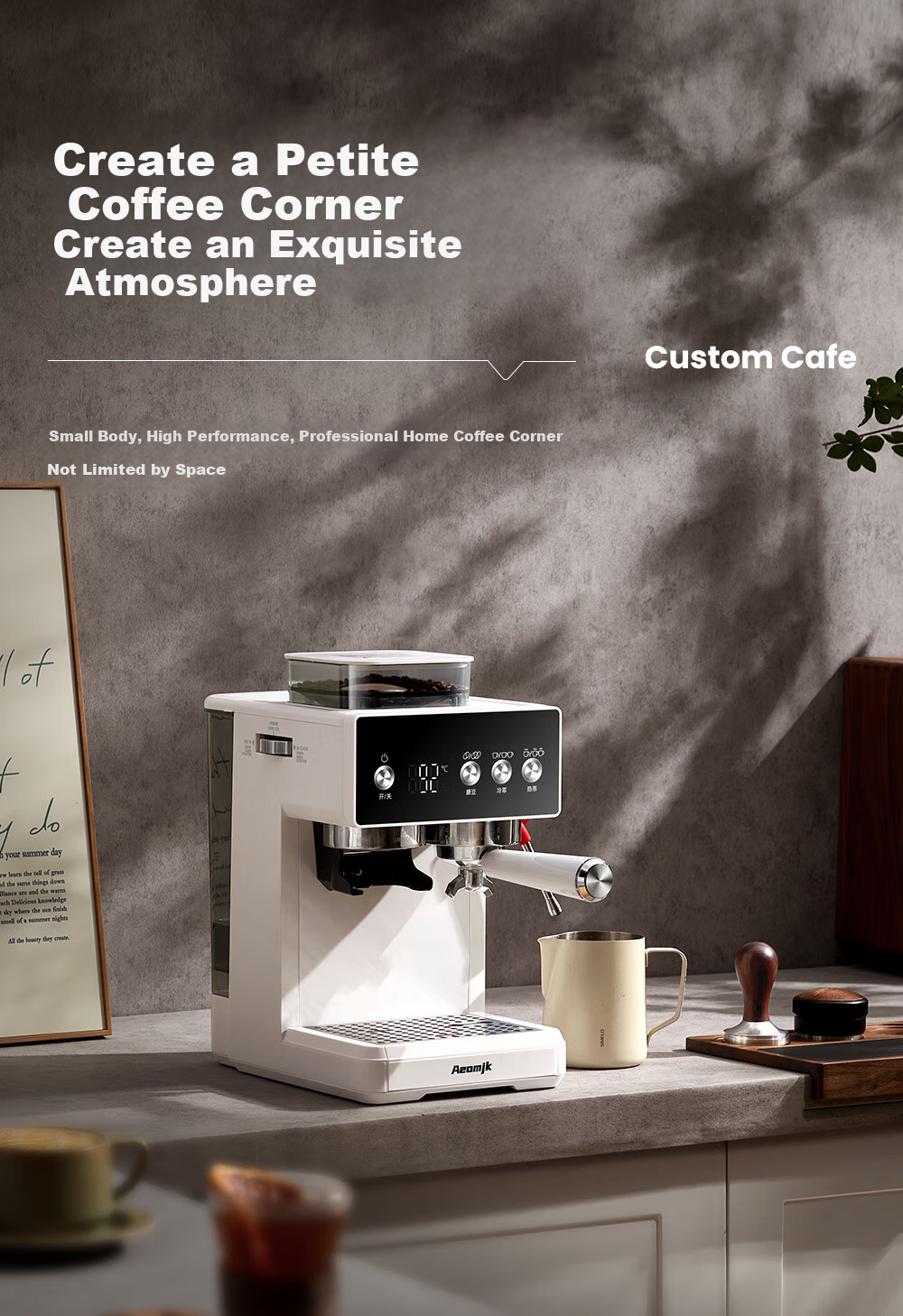 AEOMJK Aimo Ke Cold And Hot Dual Extraction Grinding All-In Semi-Automatic Coffee Machine, Xiaomofang Second Generation CM5540, Pengpai Steam Milk Frother Coffee Machine 3