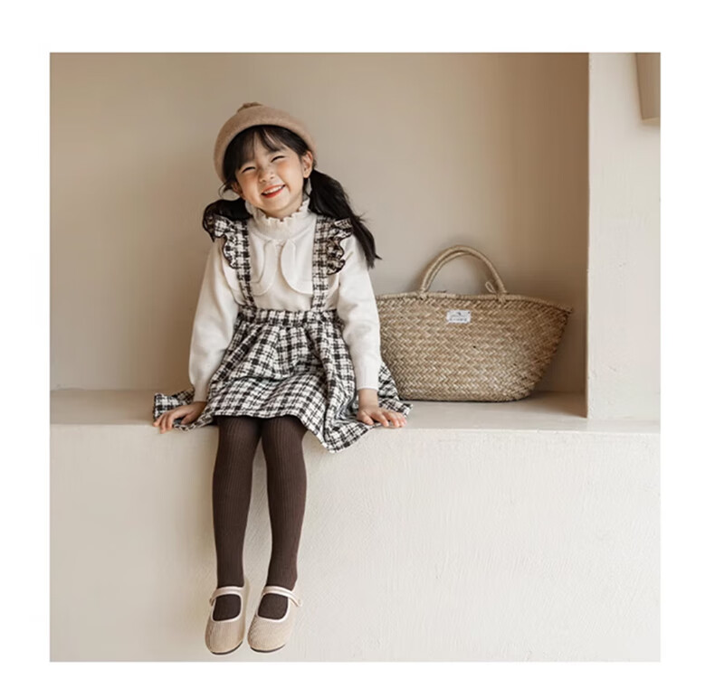 Bejirog Kids Girls White Spring Autumn Warm Tights Elastic Outerwear Versatile Nine-Point Leggings 7