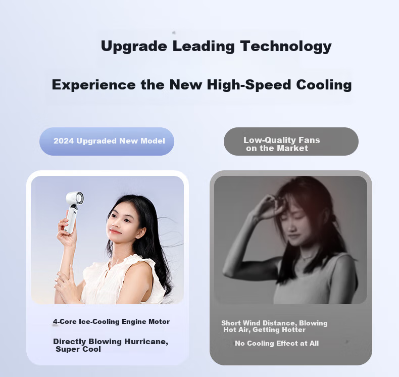 TRUST ME [100 Cooling Settings] Handheld Mini Fan, Portable Quiet High-Speed Powerful Fan, Rechargeable USB Fan, Outdoor Lazy Person Small Electric Fan with Ultra-Long Battery Life, Glacier White 2
