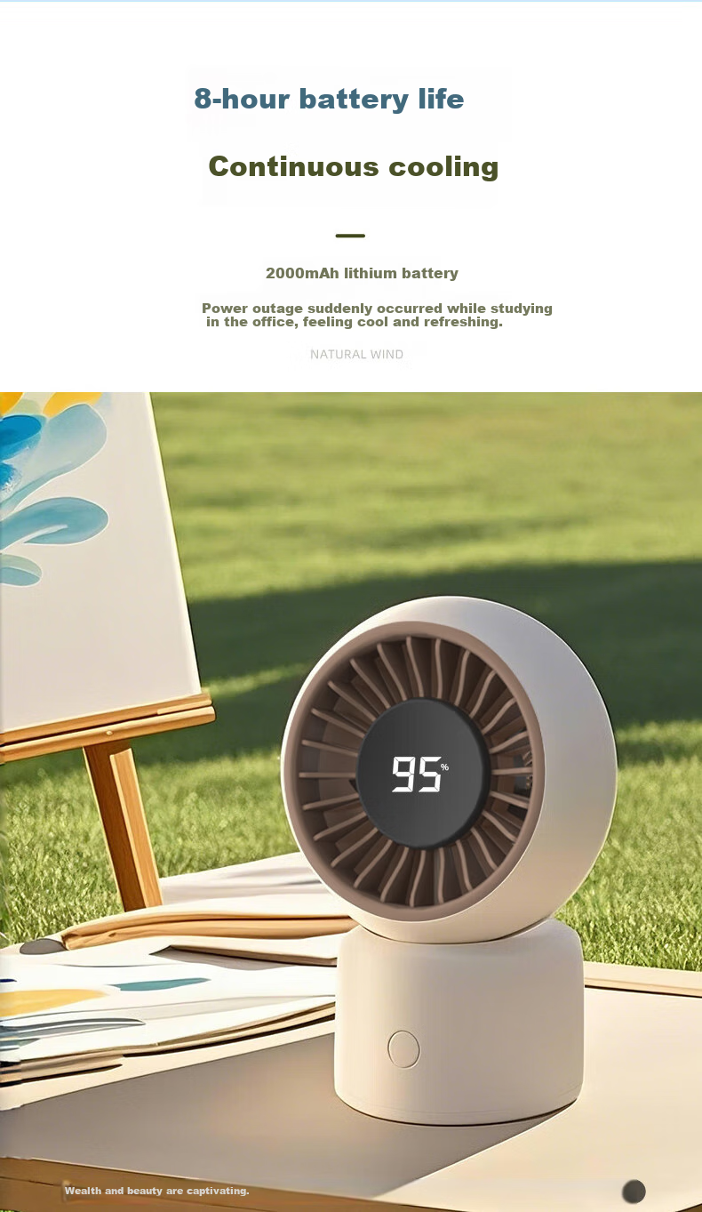 AUCMA Handheld Fan, Desktop Mini Fan, Rechargeable USB Fan, Portable for Students' Dormitory, Office, Bedside, Battery-Powered FSS-W115L 10