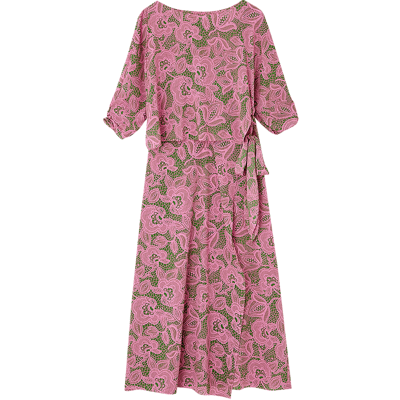 Dme One-Piece Waist-Tie Summer Off-Shoulder Tea Dress Flowing Composite Silk Floral Slimming Women's Dress