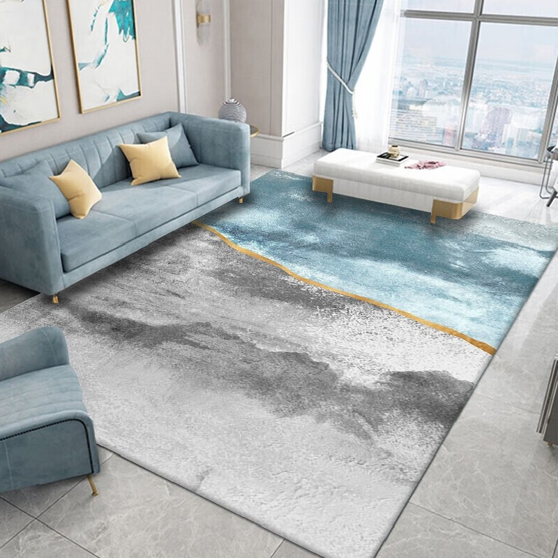 MOON TIME Crystal Velvet Living Room Carpet, Skin-Friendly Comfortable Dirt-Resistant Non-Slip, Golden Radiant, Luxurious High-End, 160*230cm