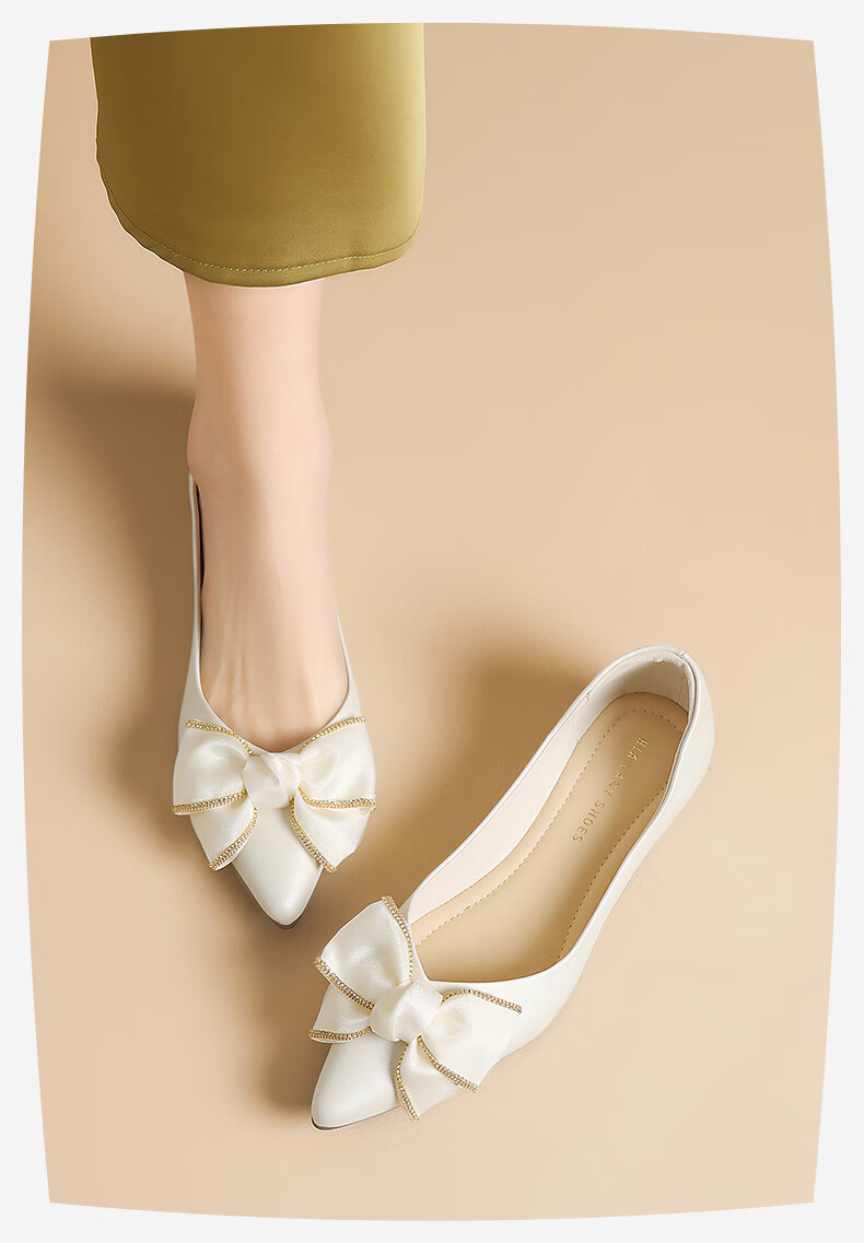 HLA Women's Elegant Commuter Low-Cut Bow Soft Sole Slip-On Flats HDADXW1CEN198 Beige Size 36 5